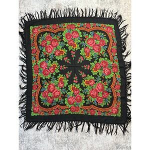 Luxurious Rare Vintage Shawl | Early 20th Century | Traditional Floral Wool 38”